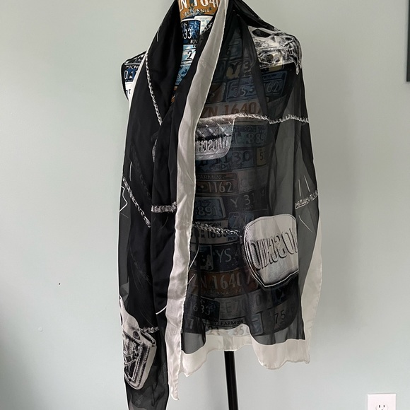 Moschino Accessories - Moschino Black and white scarf with iconic moschino designs, extremely rare NWT